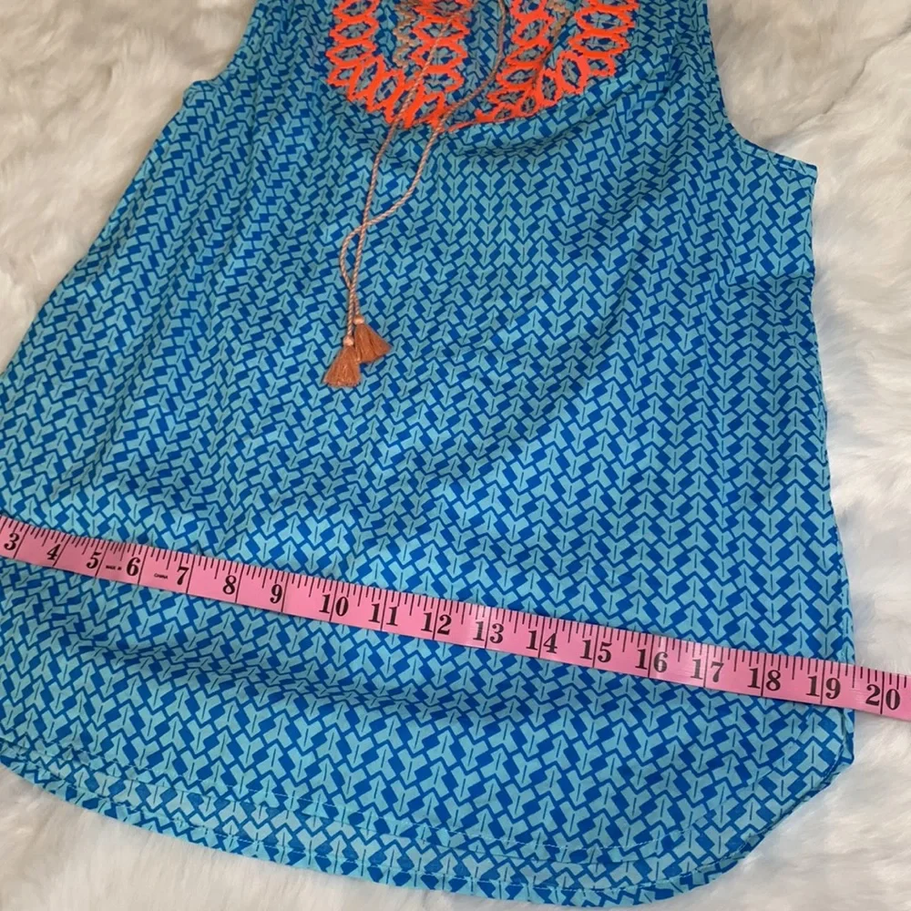 J CREW 100% cotton geometric blue print sleeveless lightweight top LNWOT… - Picture 9 of 11